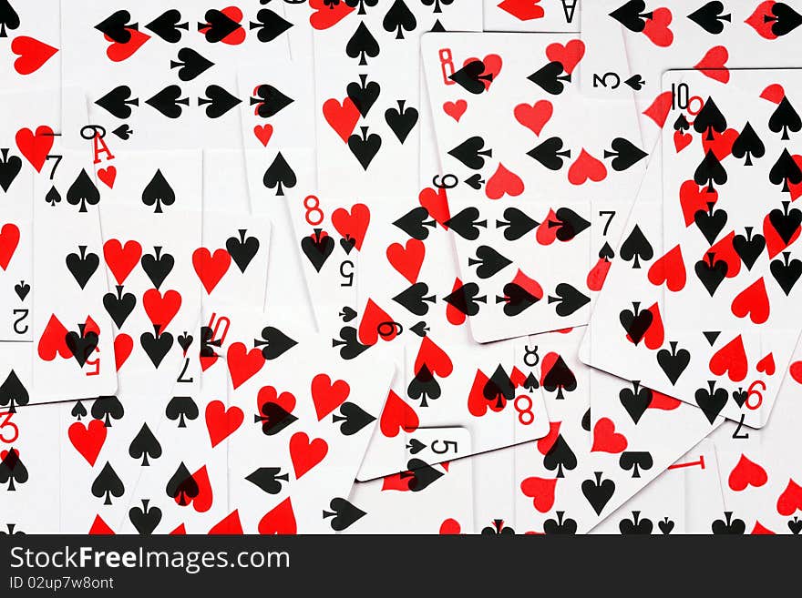 Abstract picture from red and black numbers and red and black hearts. Abstract picture from red and black numbers and red and black hearts