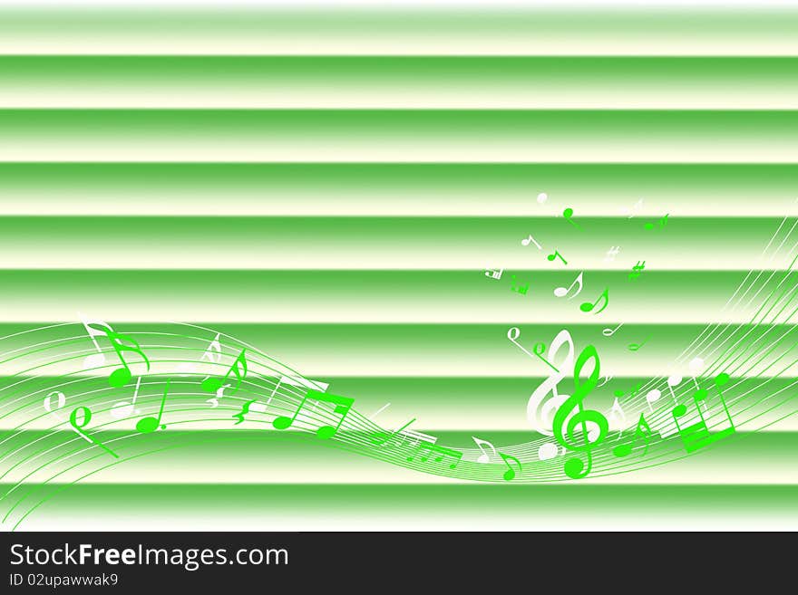 Background Of Green Music Notes