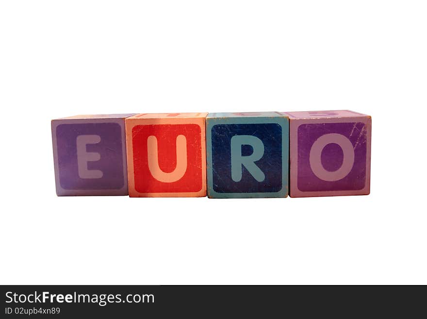 Euro in blocks on white background