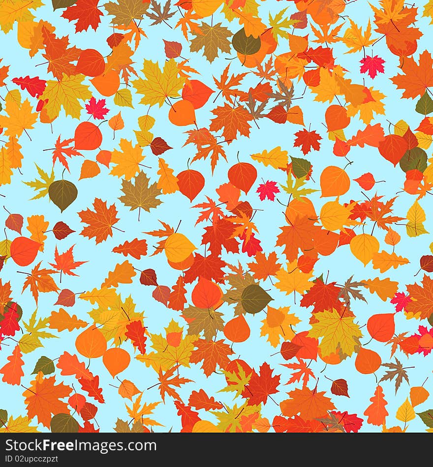 Autumn leaves, seamless background. EPS 8 file included