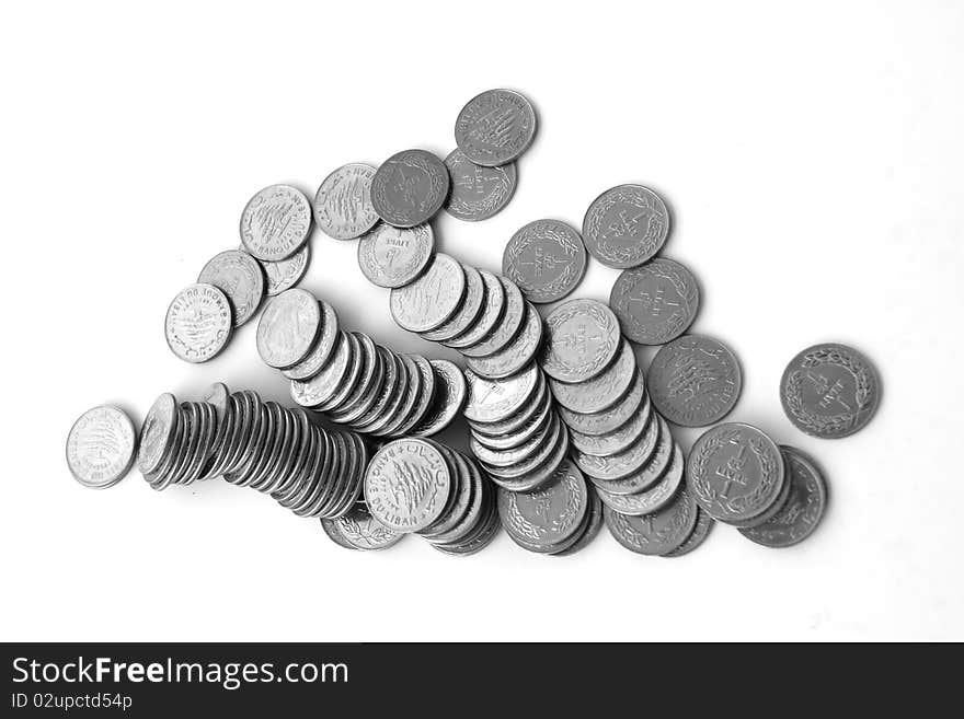 Lebanese One Livre Coins isolated on white background