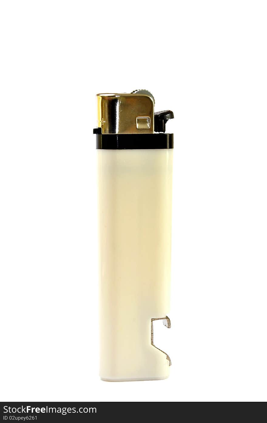 White cigarette lighter and an open bottle in one