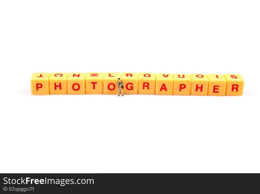 Concept image of photographer on white isolated background. Concept image of photographer on white isolated background.