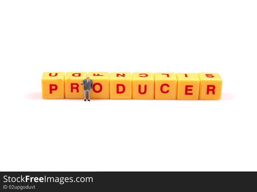 Concept image of power of producer on white background. Concept image of power of producer on white background.