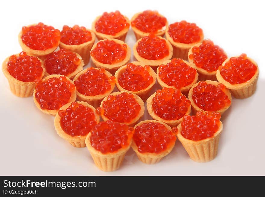 Red caviar in tartlets