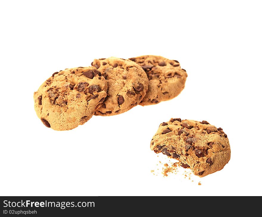 The photo shows isolated cookies over white. The photo shows isolated cookies over white