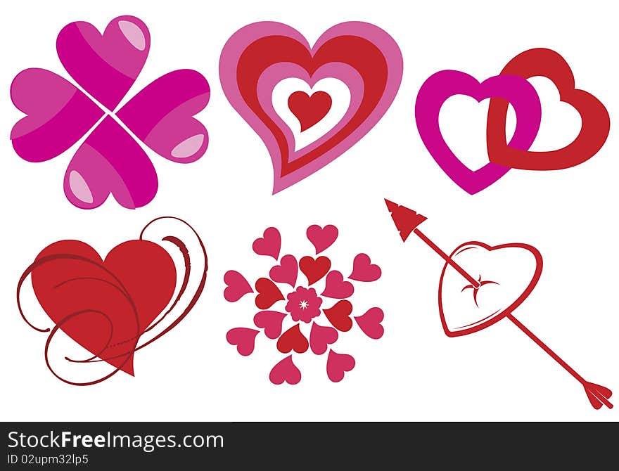 Heart Heart vector The heart six Heart red Heart pink Hearts united Heart distribution Arrow determine Heart cartoon