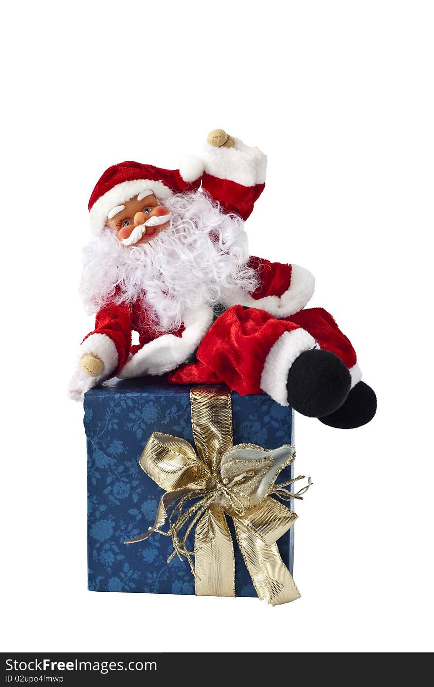 Santa Claus sitting on a parcel