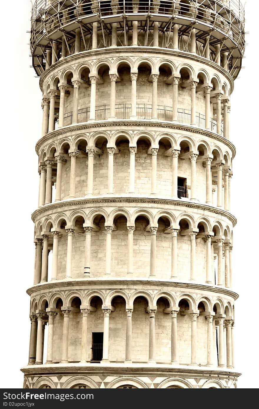 Details of Leaning tower in Pisa, Tuscany, Italy