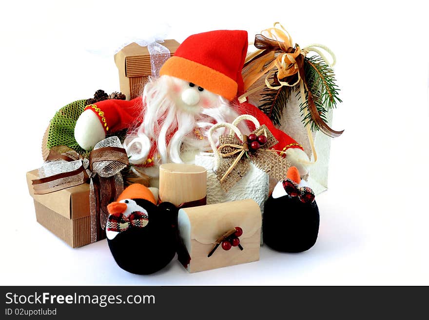 Snowman Santa Claus with gifts 1