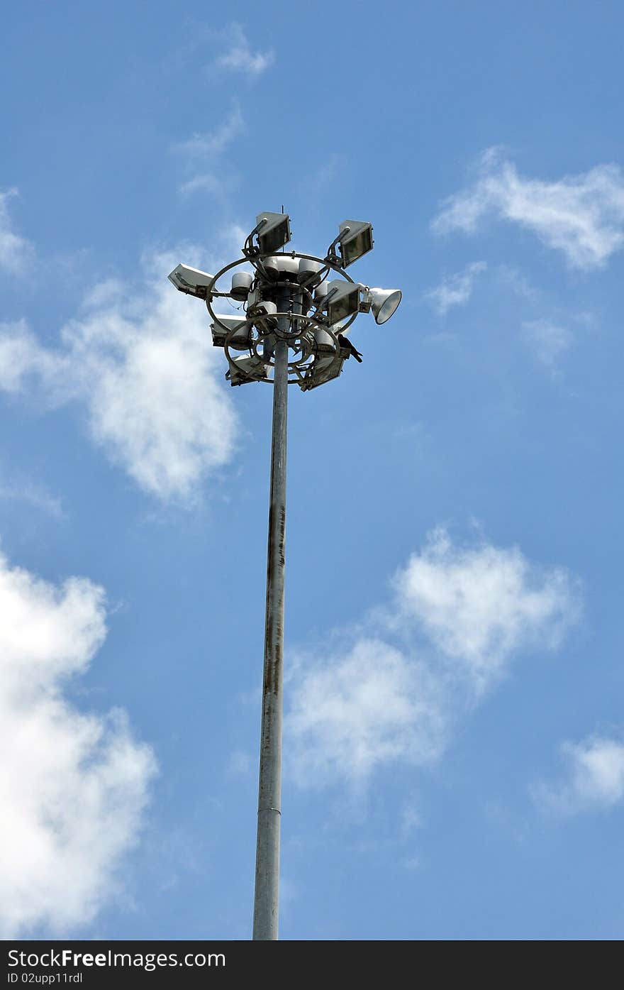 Super highway lighting column with little cloud sky. Super highway lighting column with little cloud sky.