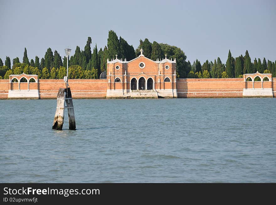 Cementery of Venice in the lagoon.