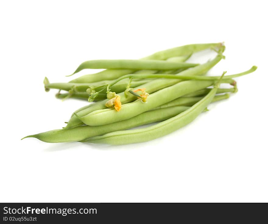 Handful of green beans isolated on white background. Handful of green beans isolated on white background