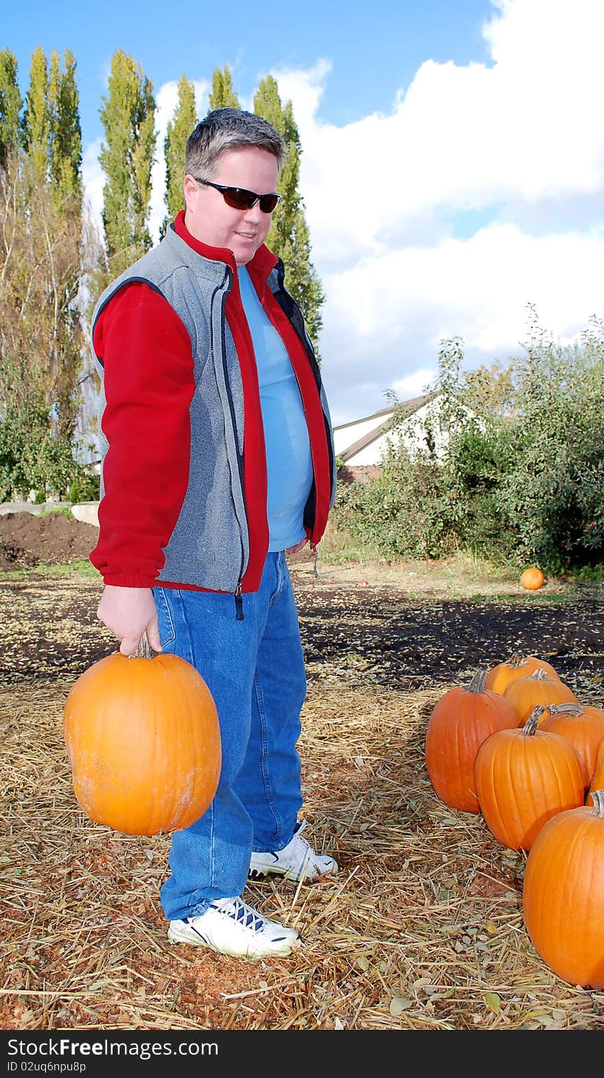 Man with pumpkin