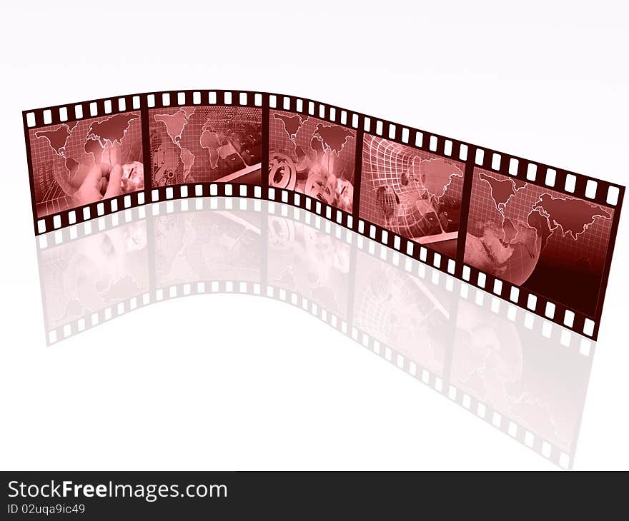 Film rolls with red pictures (communication). Film rolls with red pictures (communication).