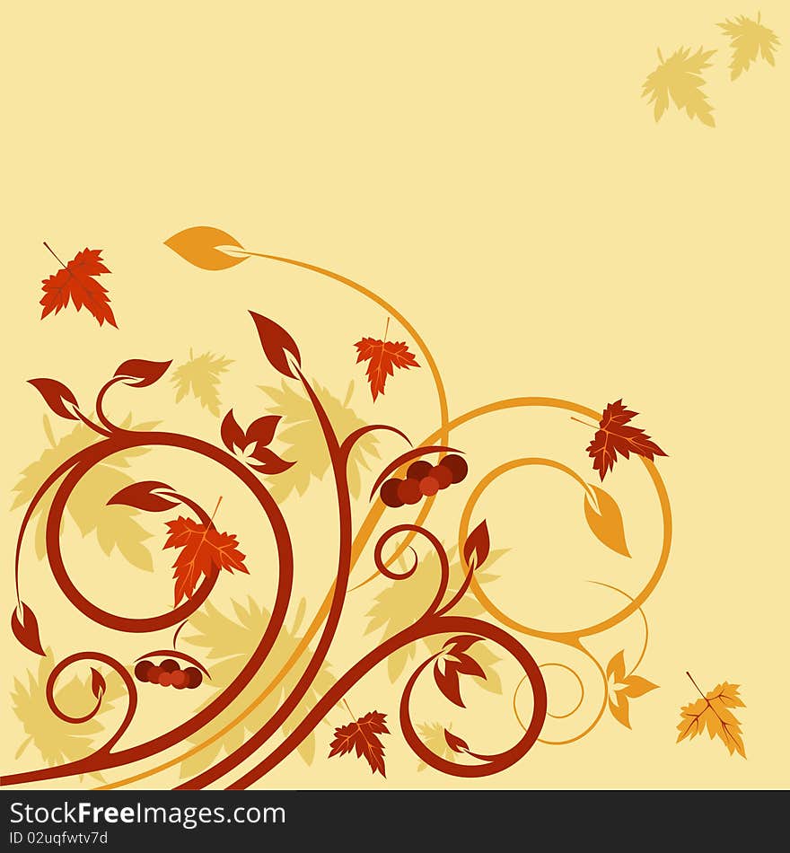 Cute Natural card with autumnal floral composition. Cute Natural card with autumnal floral composition