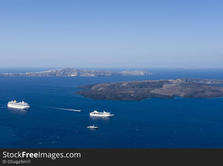 Gorgeous view of romantic Santorini's coast. Greece.