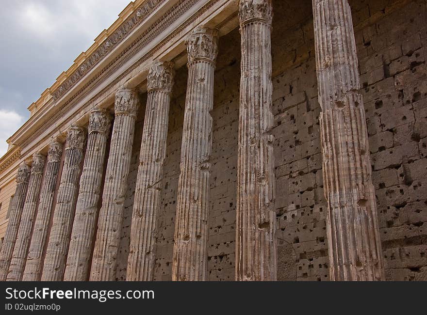 Roman ruins and columns in Rome. Roman ruins and columns in Rome