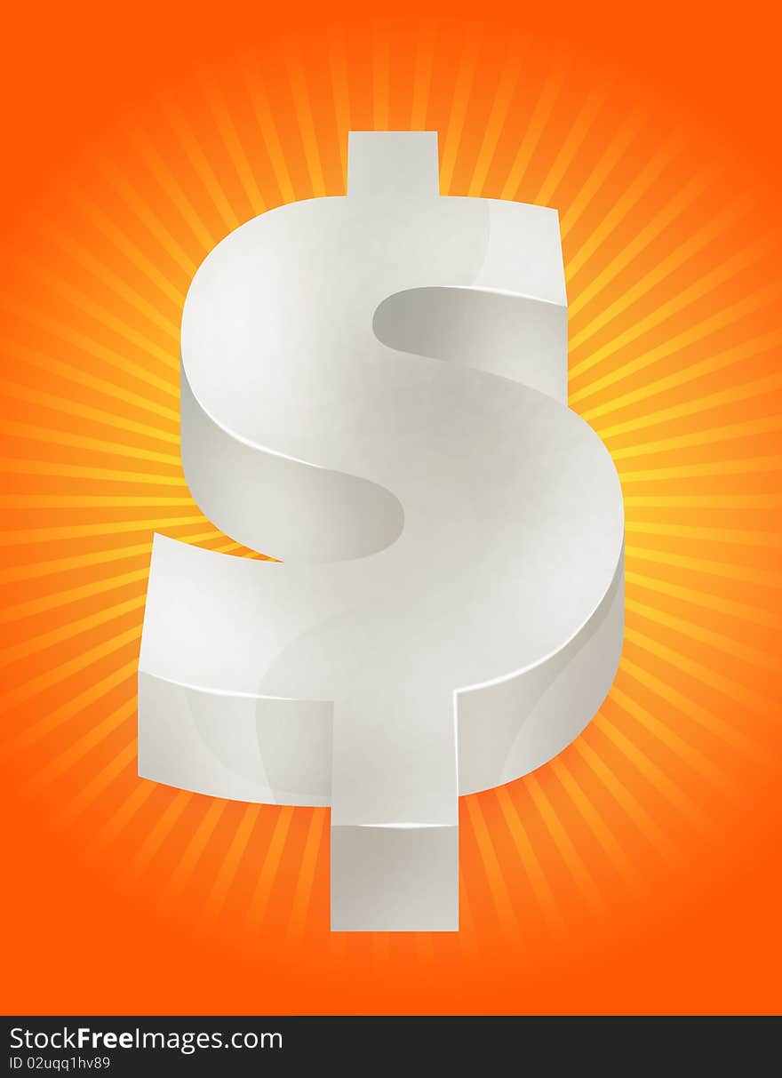 Dollar sign over light pattern