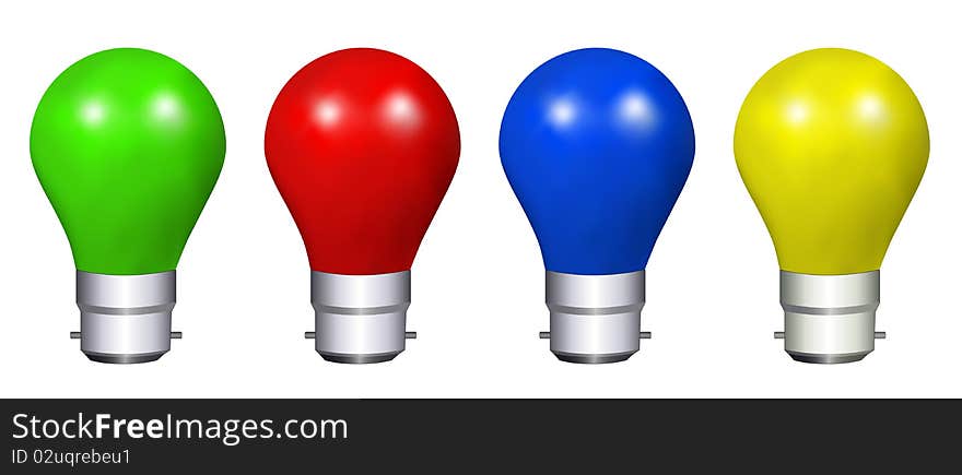 Color bulbs in white background