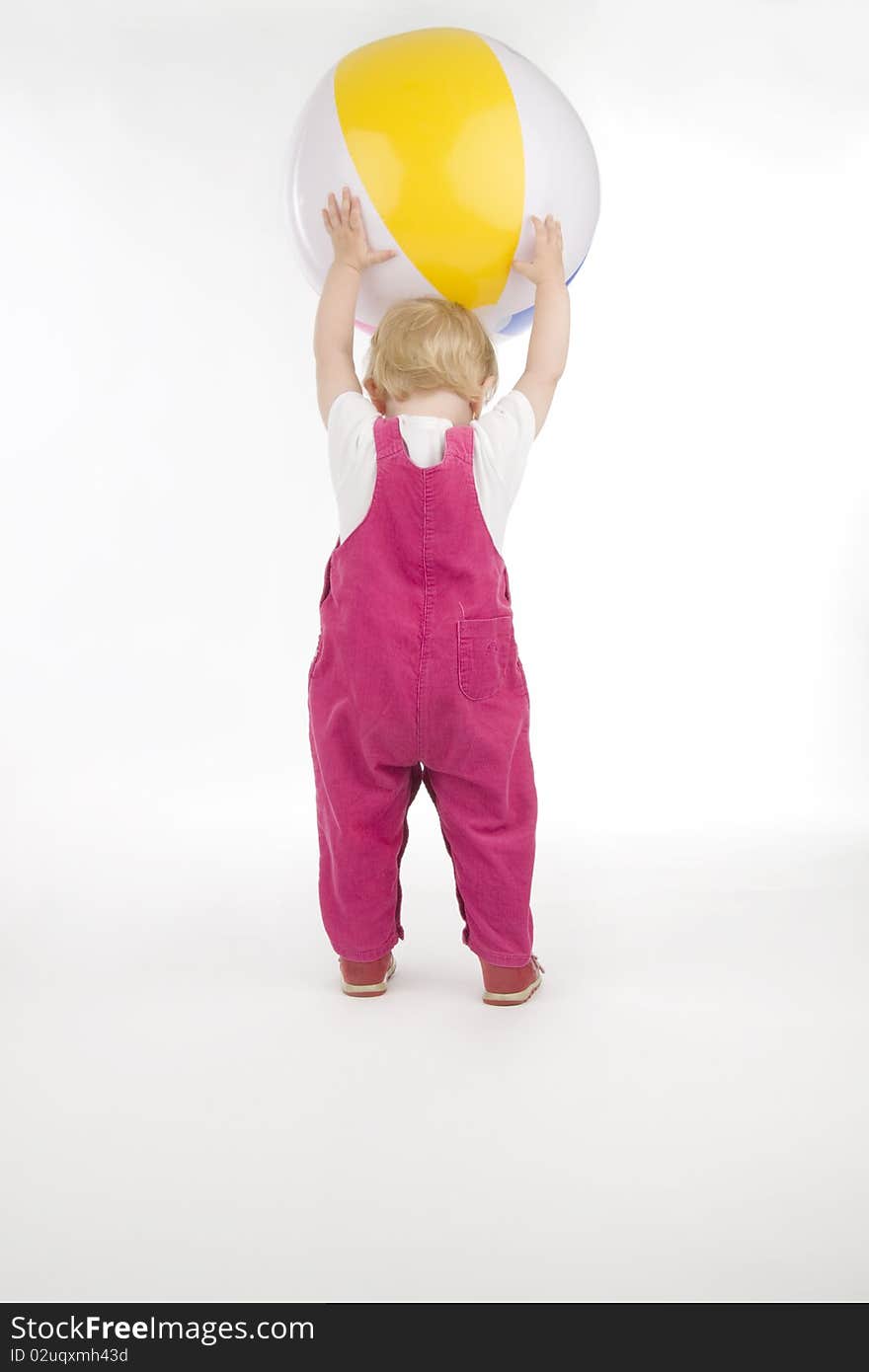 Kid with ball, on white background. Kid with ball, on white background.