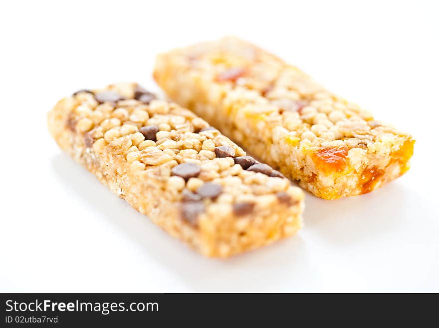 Tasty and soft cereal bars with chocolate. Tasty and soft cereal bars with chocolate