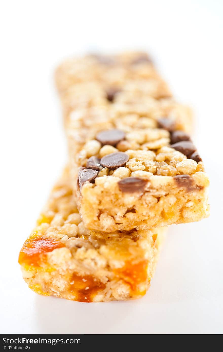 Tasty and soft cereal bars with chocolate. Tasty and soft cereal bars with chocolate