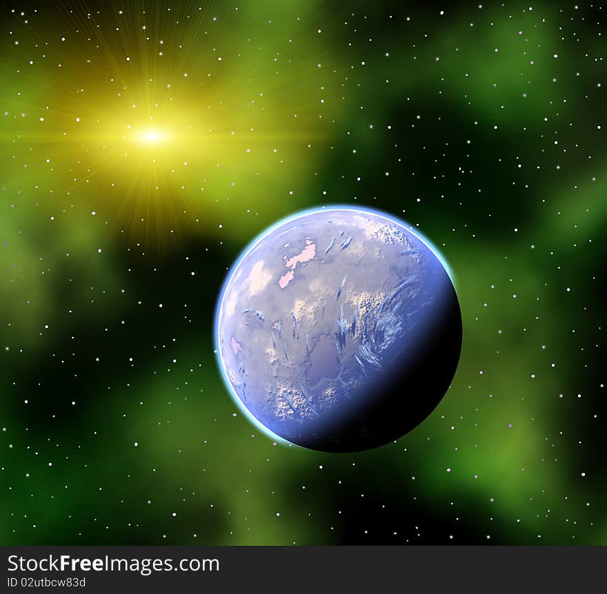 Very bright and colorful space landscape