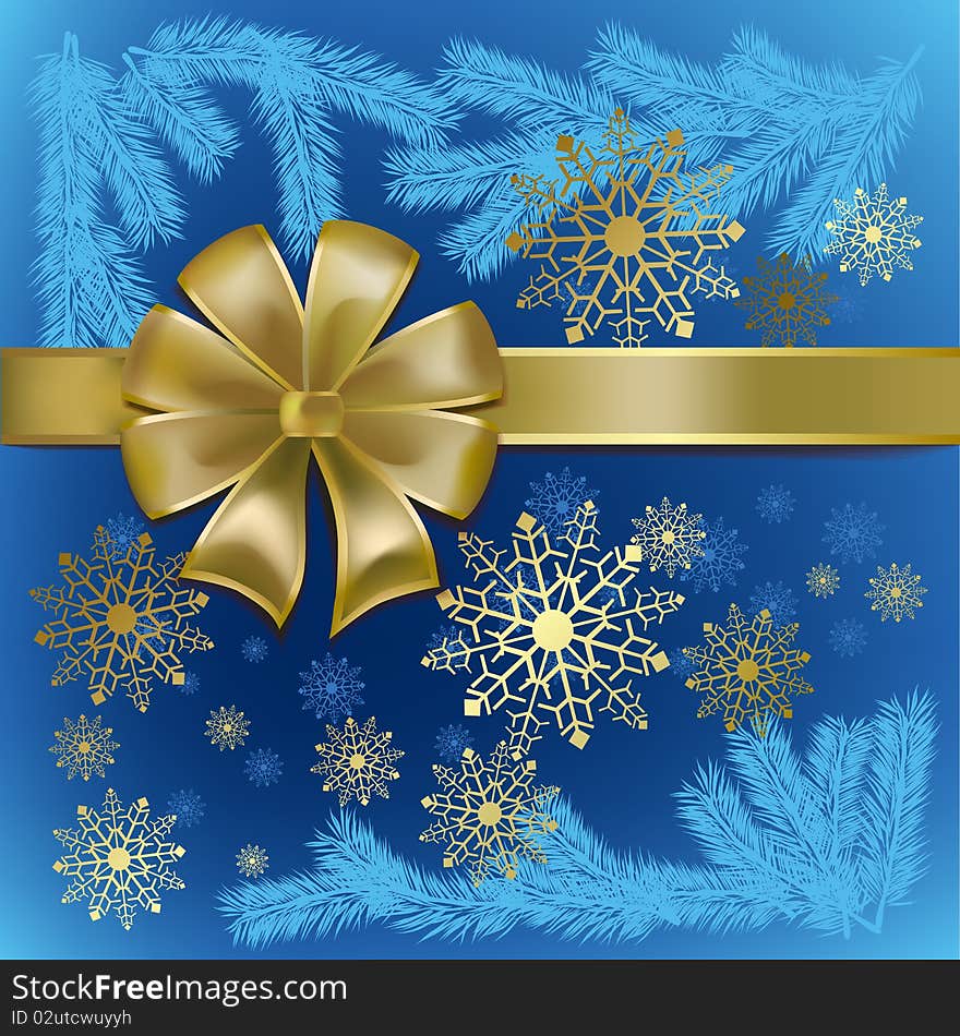 Christmas gift, blue background. Christmas gift, blue background