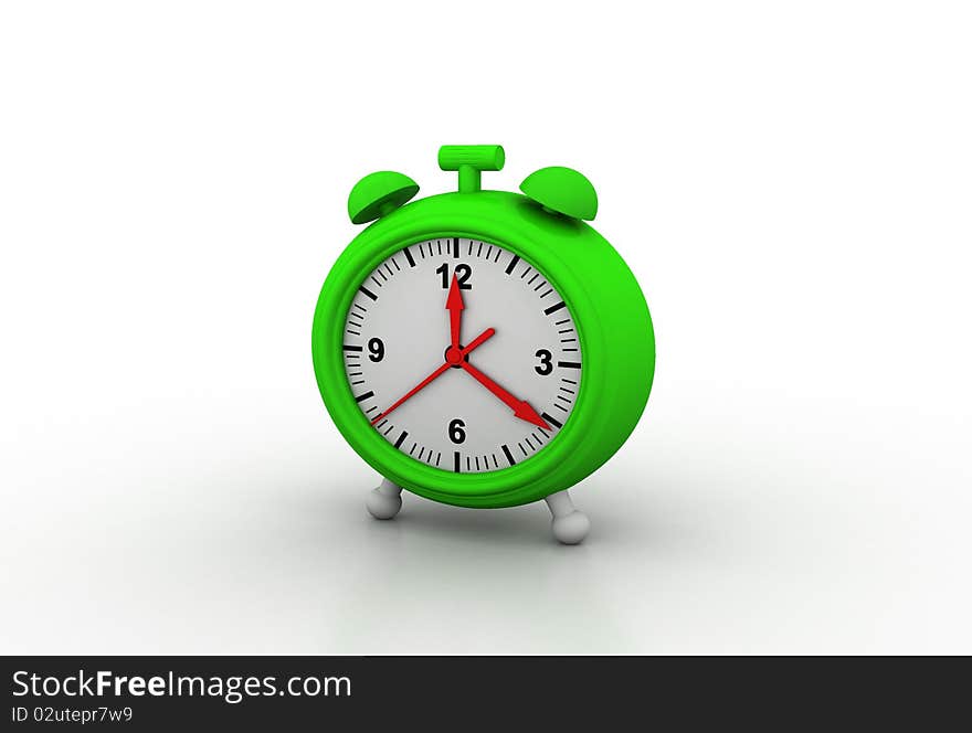 Traditional alarm clocks thrown on a white background