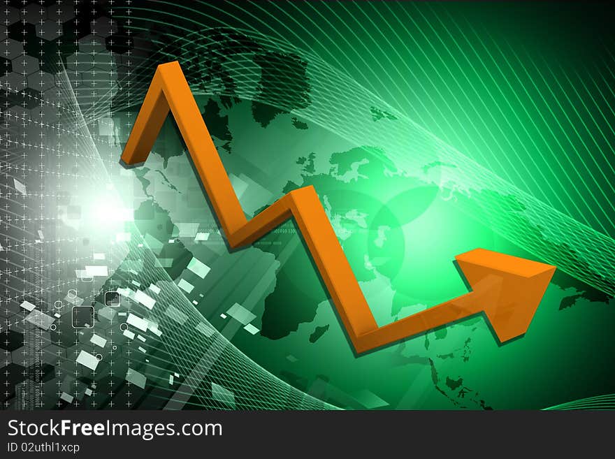 Business graph on color background