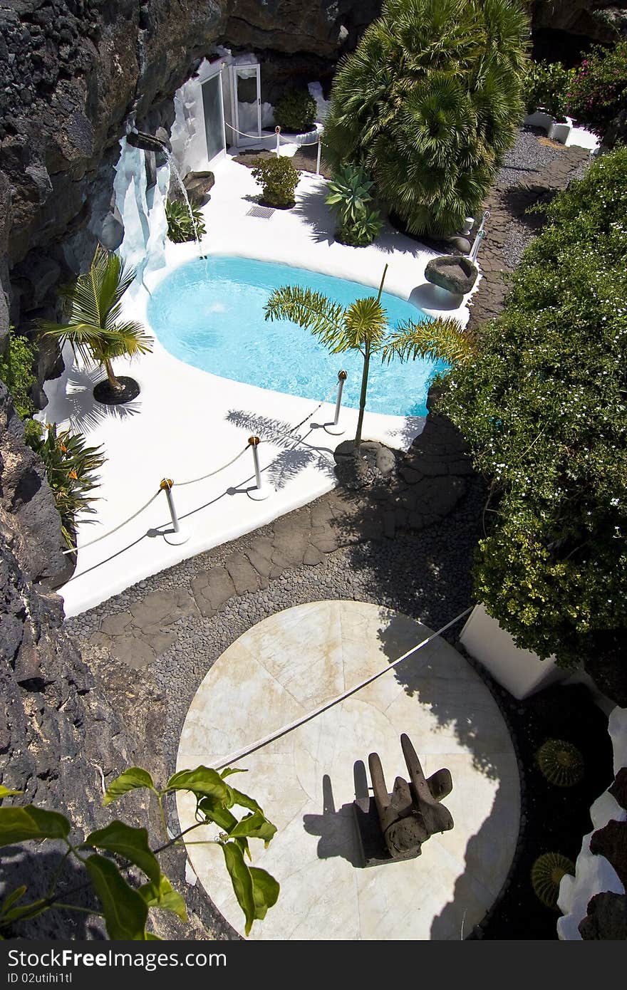 Swimming pool in natural volcanic rock area, Lanzarote,Spain