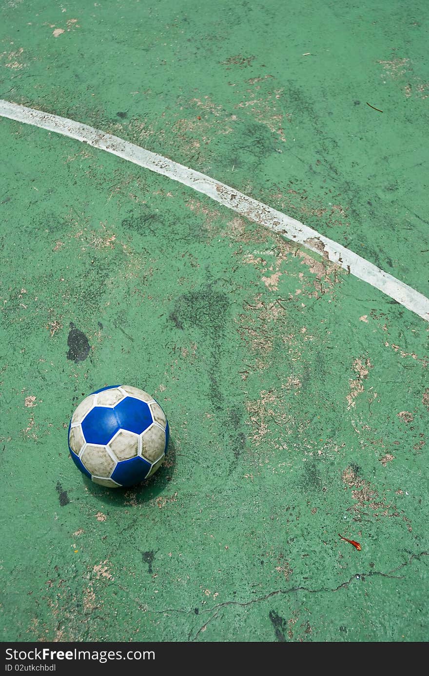 Soccer ball on the field outdoor