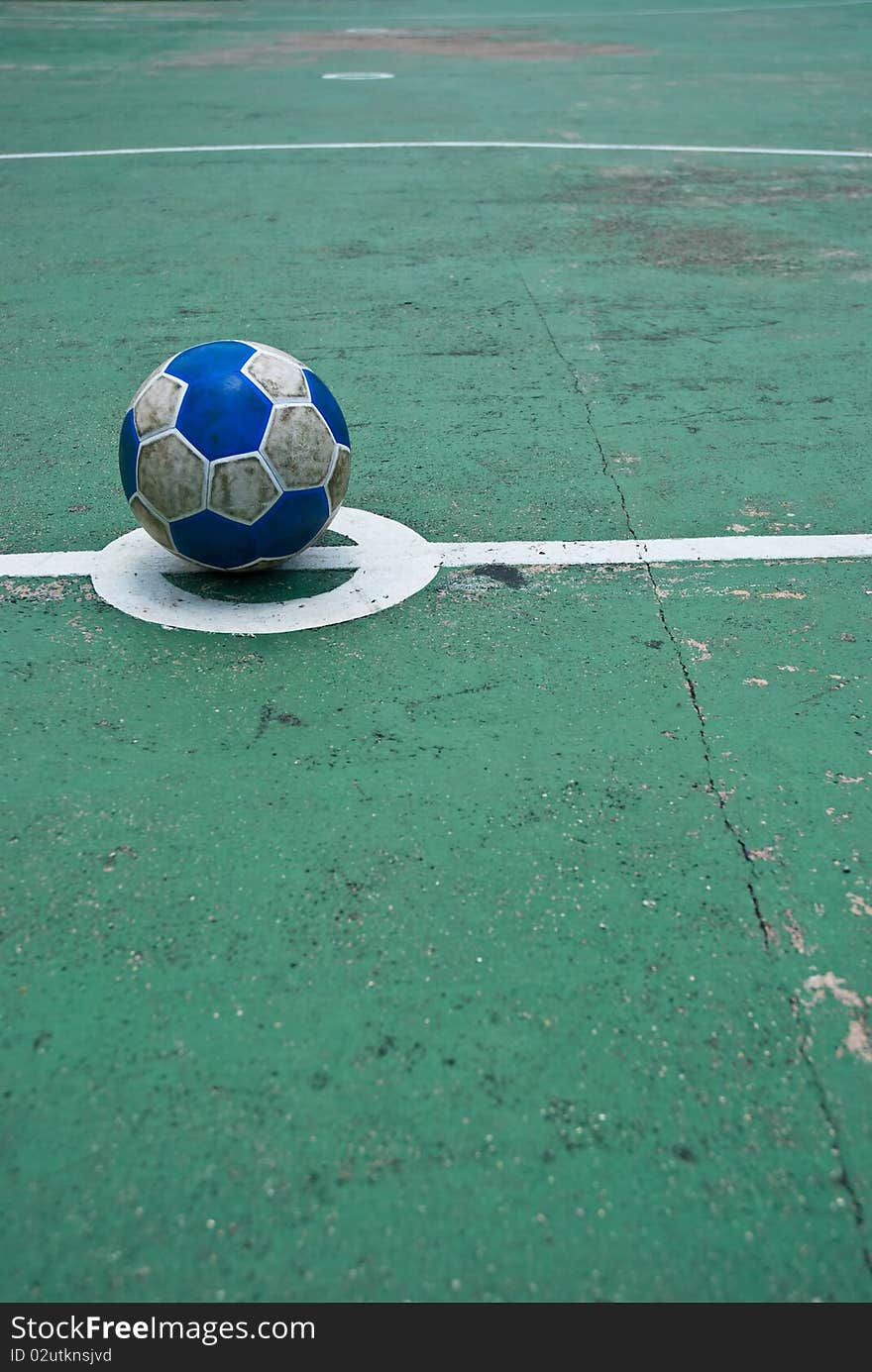 Soccer ball on the field outdoor