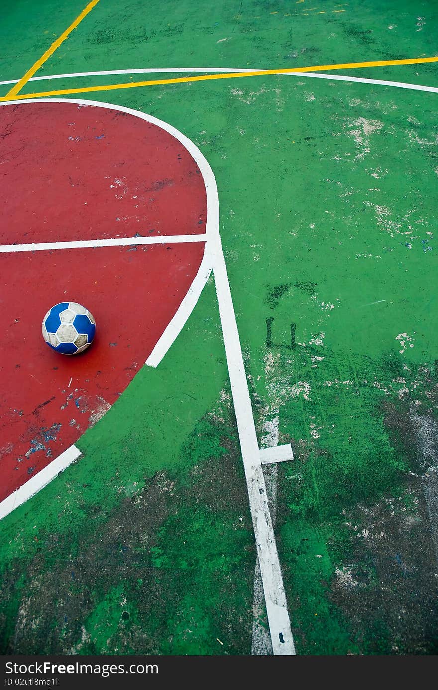 Soccer ball on the field outdoor