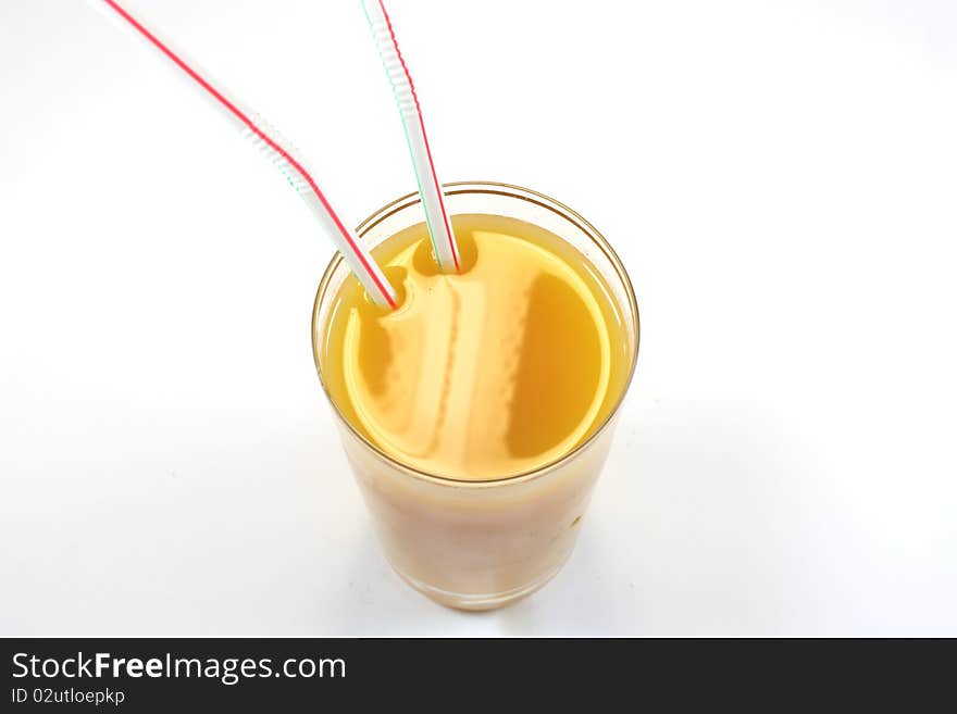 Orange juice on a white background