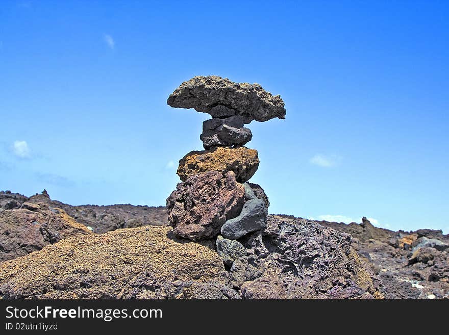 Stones in the volcanic area of Timanfaya. Stones in the volcanic area of Timanfaya