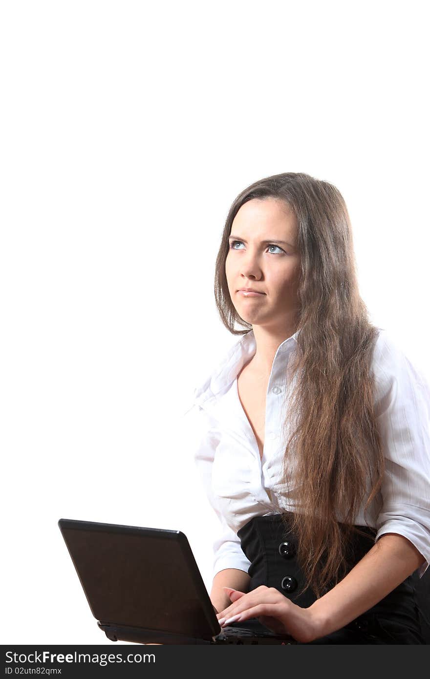 Businesswoman work on notebook