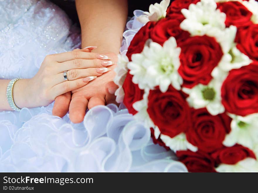 Bridal bouquet on wedding day