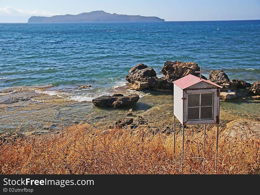 Roadside shrine on the seaside of Crete