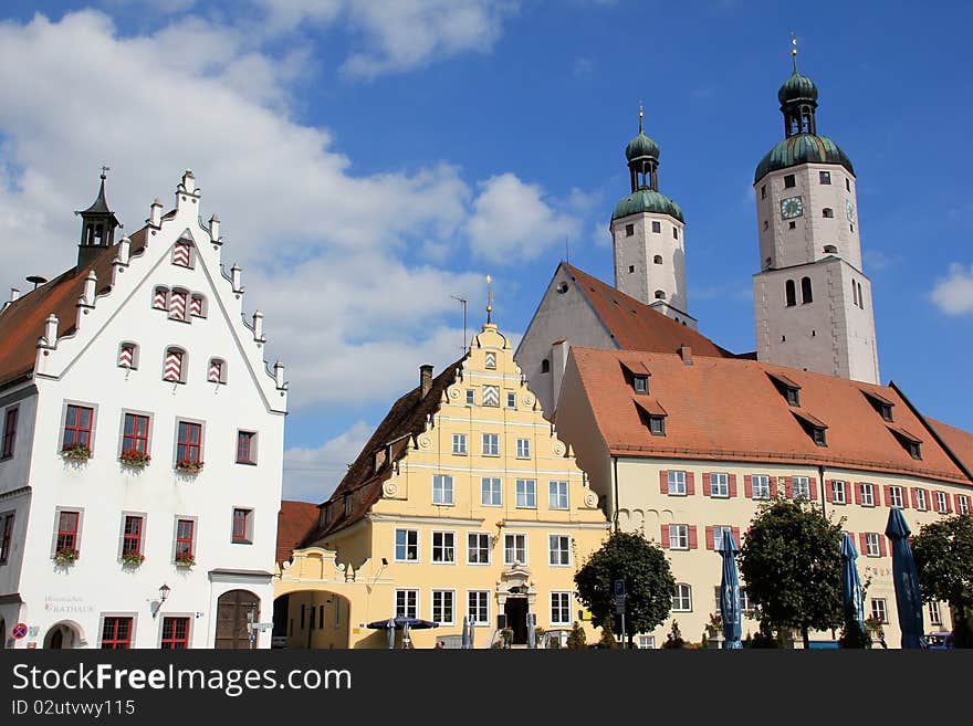 Digital photo of the little city Wemding in Bavaria. It is a place of catholic pilgrimage. The church-steeples are the landmark of Wemding. Digital photo of the little city Wemding in Bavaria. It is a place of catholic pilgrimage. The church-steeples are the landmark of Wemding.