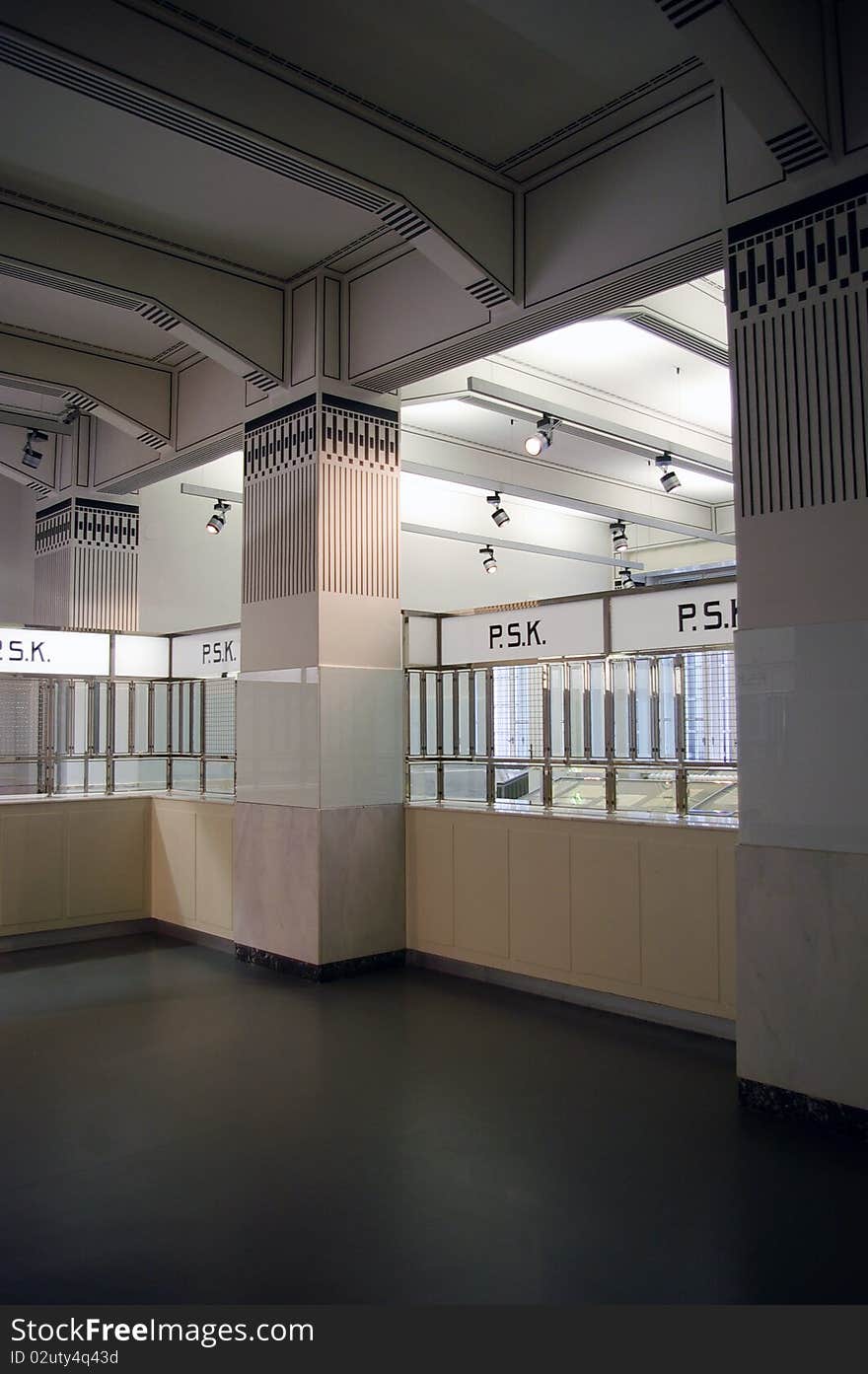 Internal view of the post office and Austrian savings bank, jugendstil architecture of Otto Wagner. Internal view of the post office and Austrian savings bank, jugendstil architecture of Otto Wagner.