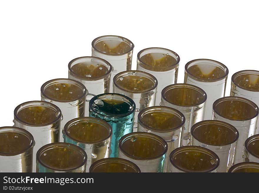 Set of test tubes on a white background.