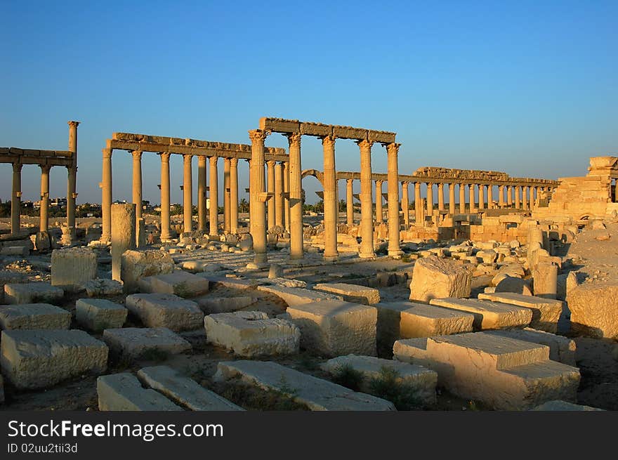 Scenery of the famous site of Palmyra in Syria.Ancient Roman time town in Palmyra (Tadmor), Syria. Greco-Roman & Persian Period. Details. Scenery of the famous site of Palmyra in Syria.Ancient Roman time town in Palmyra (Tadmor), Syria. Greco-Roman & Persian Period. Details.