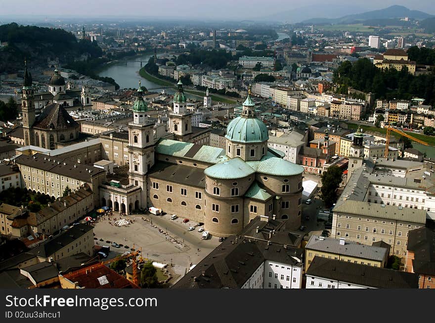 The city of Salzburg in Austria. The city of Salzburg in Austria