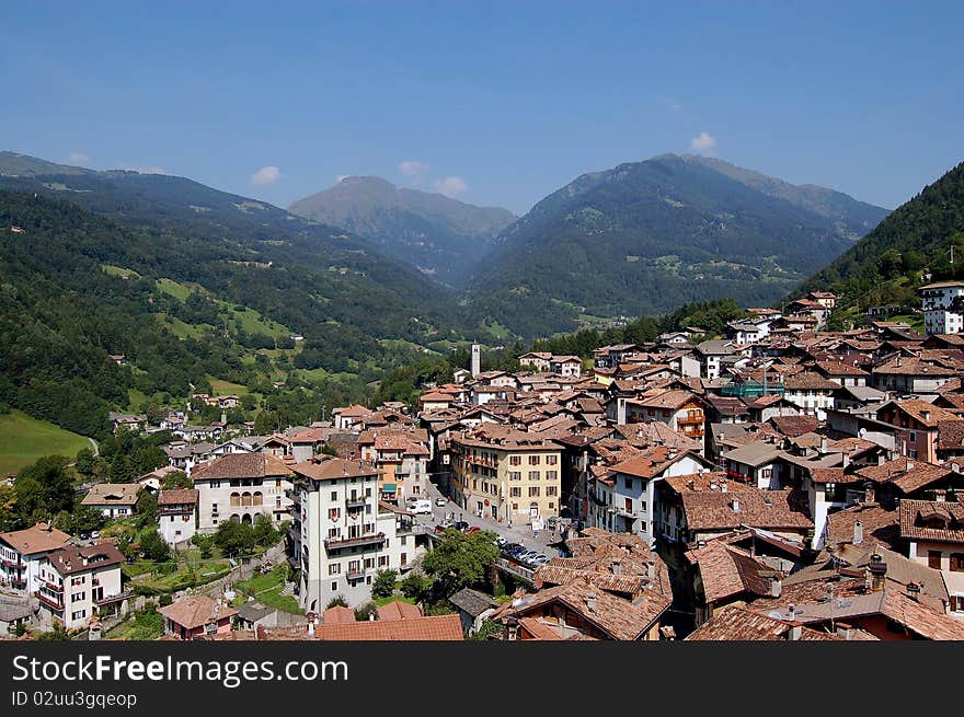 Mountain landscape with the country of Bagolino. Mountain landscape with the country of Bagolino