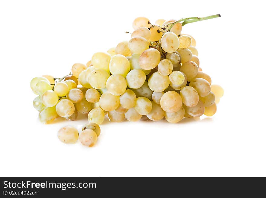 Fresh cut bunch of grapes isolated on white