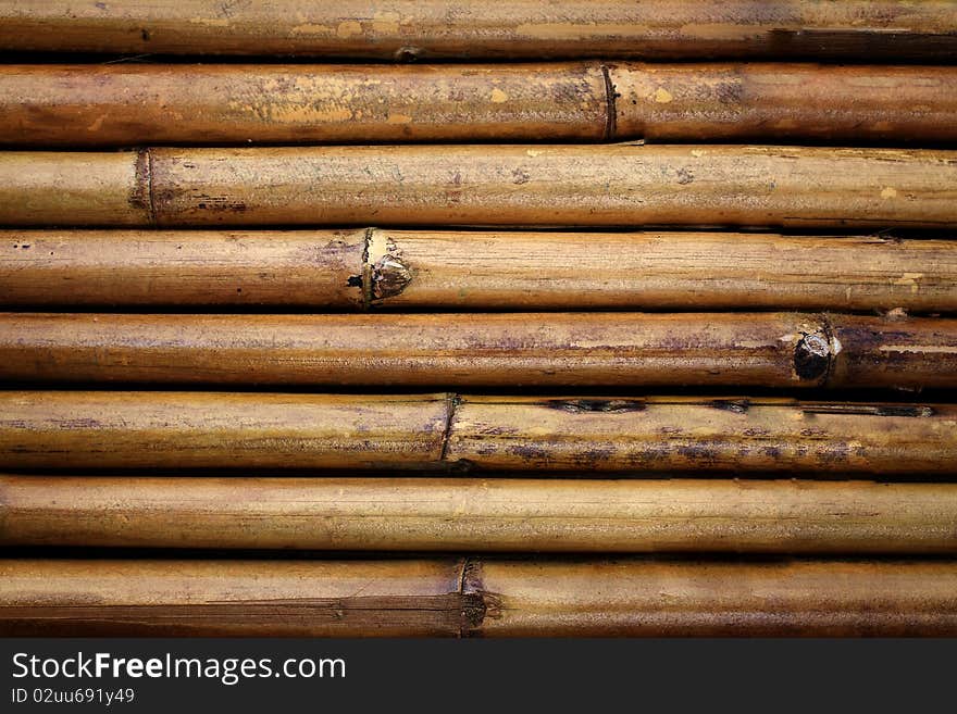 Lines of bamboo fence