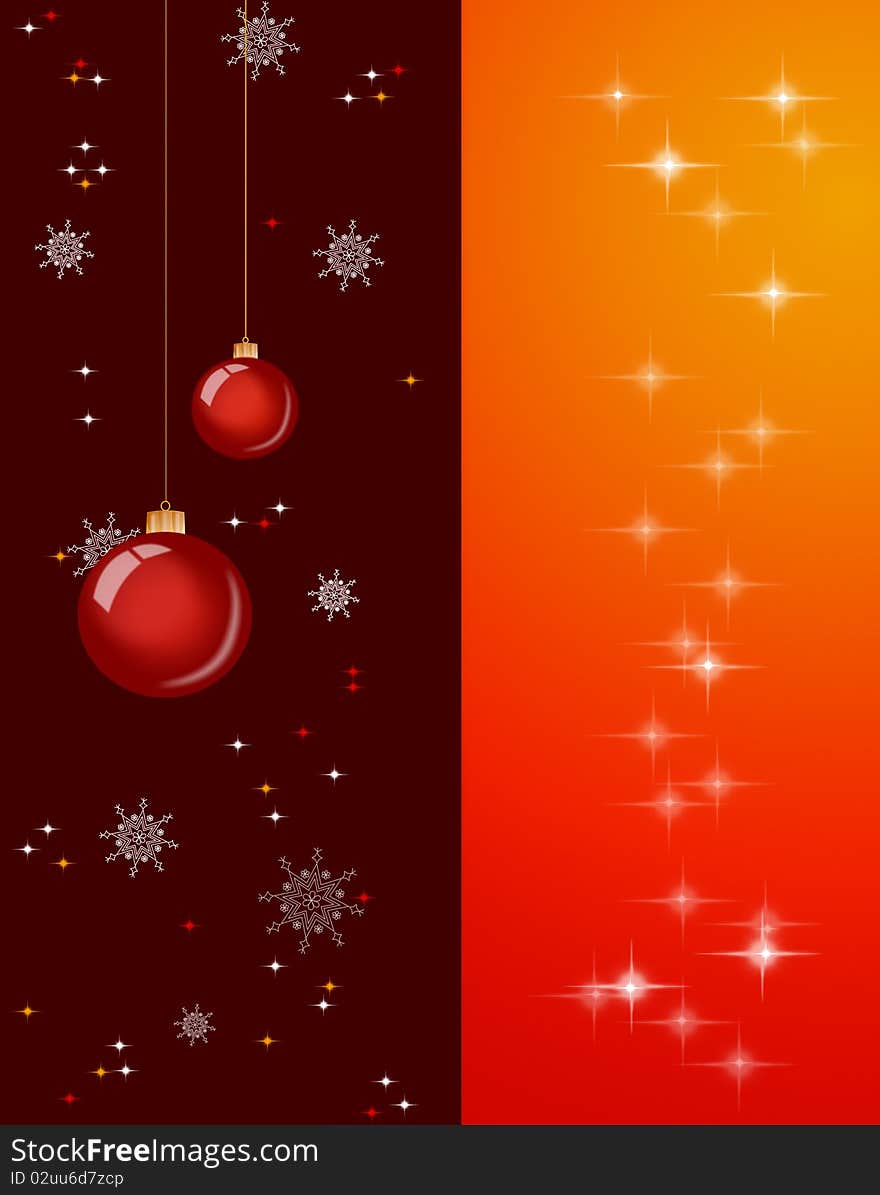 Christmas background with baubles and lights