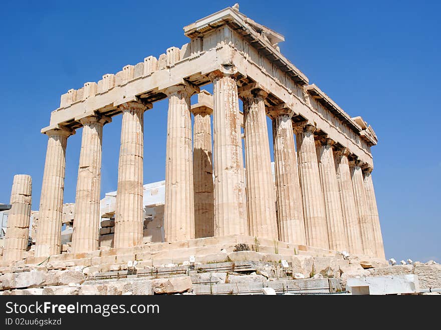 A side back close up view of Parthenon early morning in Athens, Greece. A side back close up view of Parthenon early morning in Athens, Greece